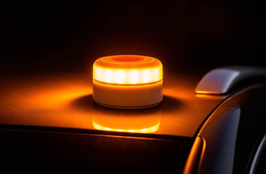 baliza V16 conectada emitiendo señal de emergencia